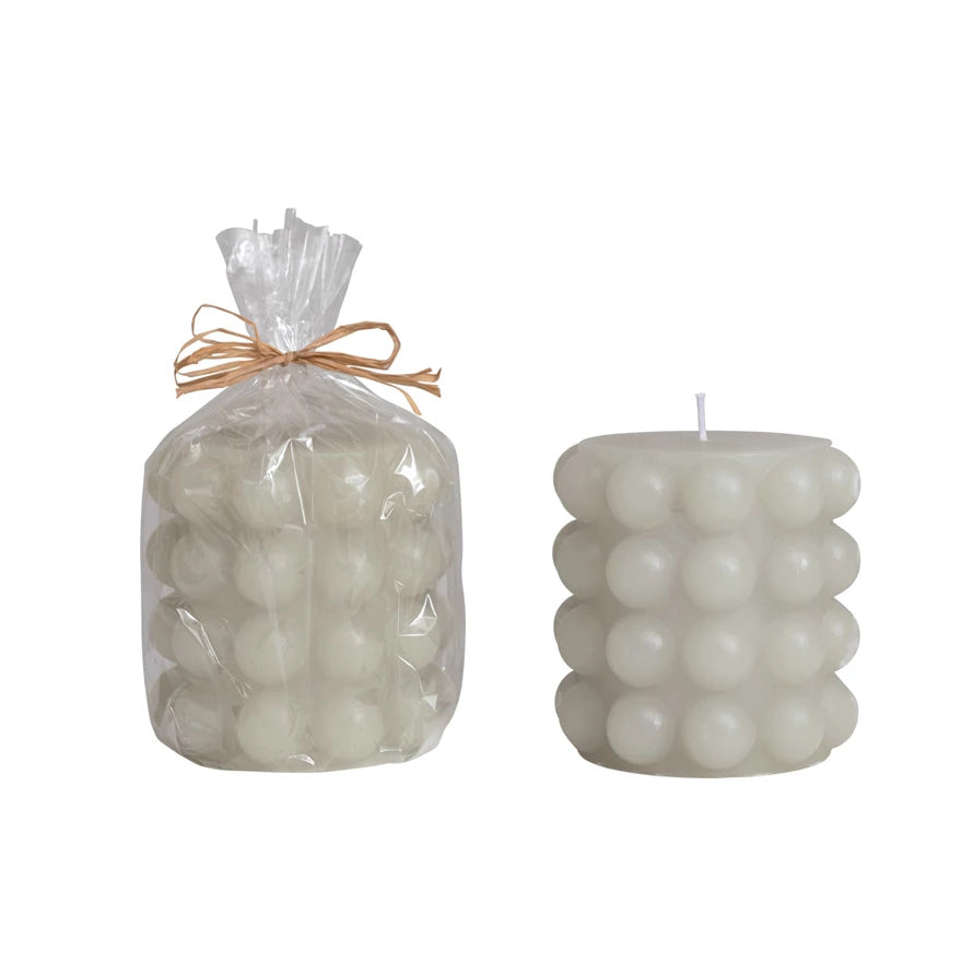 Short Dove Grey Hobnail Candle