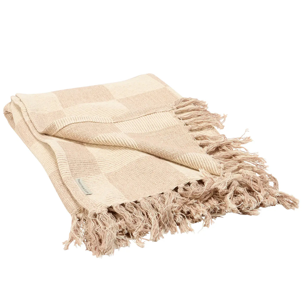 Cream Check Throw
