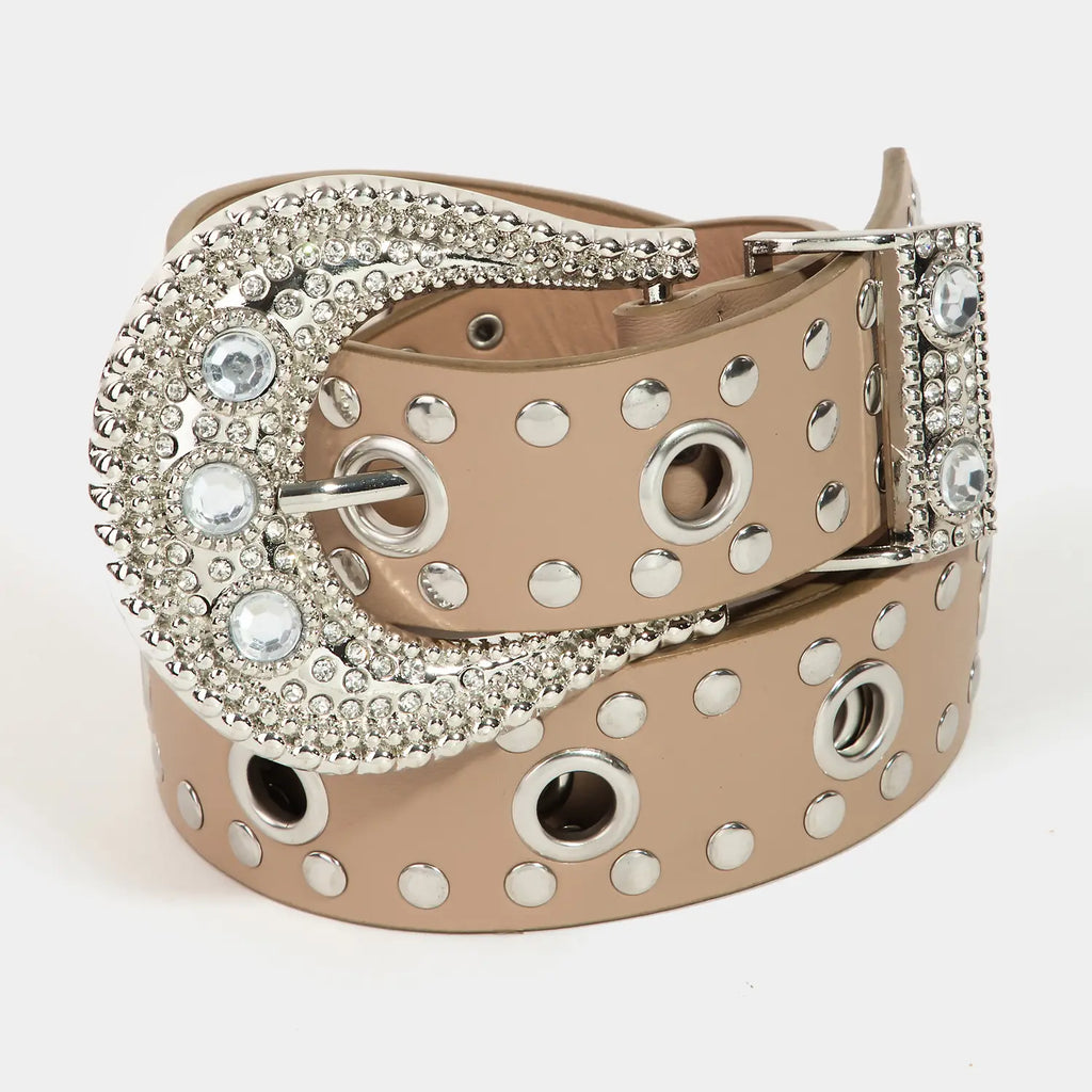 Rhinestone Grommet Belt