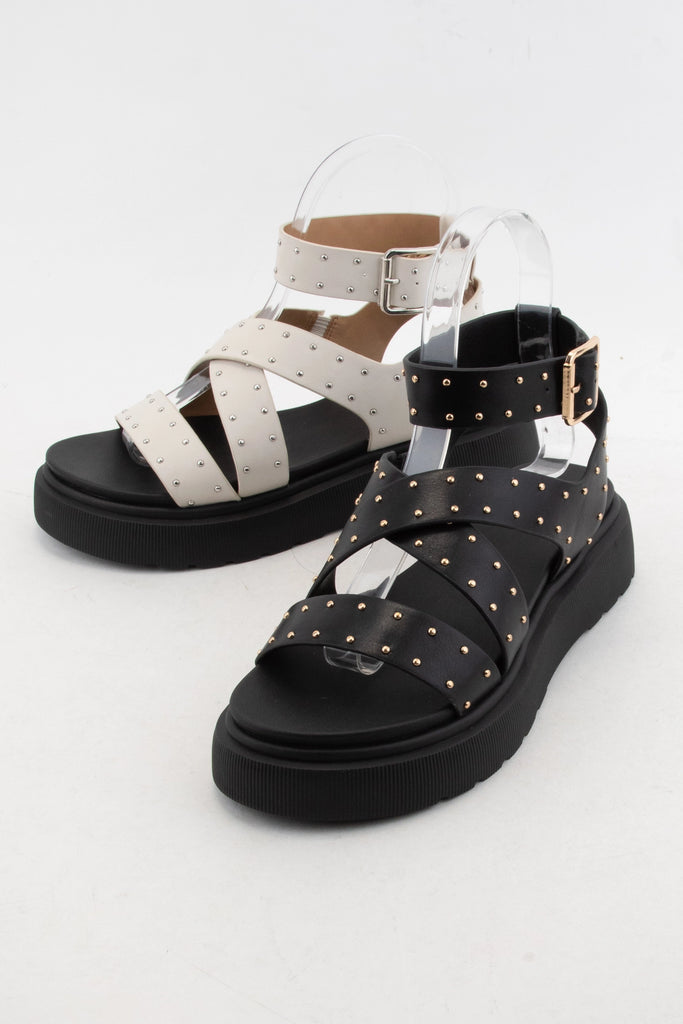 Stud Black Sandals