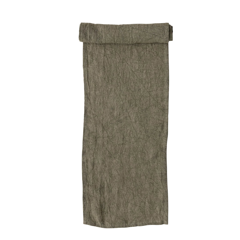 Olive Linen Table Runner