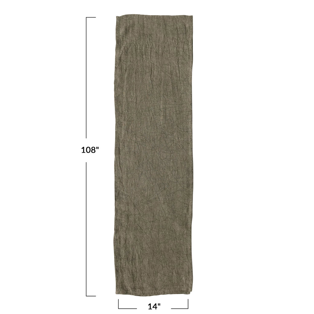 Olive Linen Table Runner