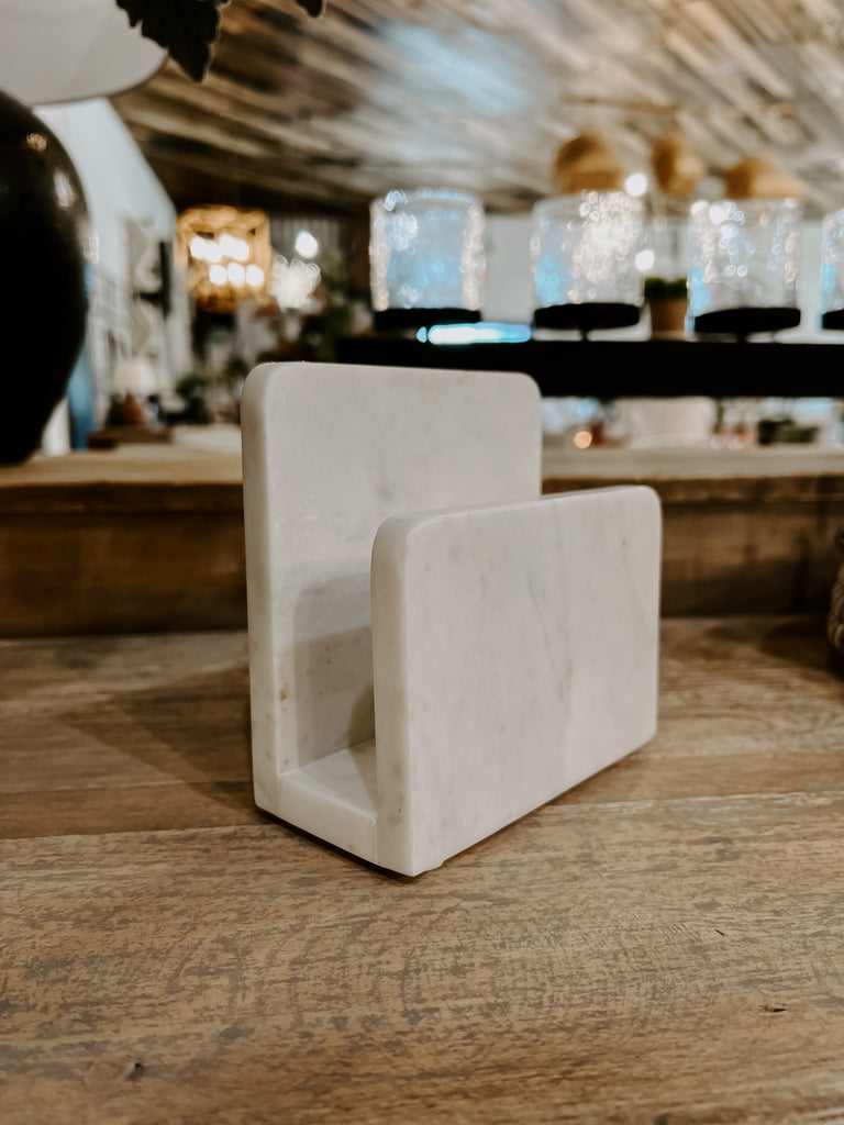 WHITE MARBLE NAPKIN HOLDER