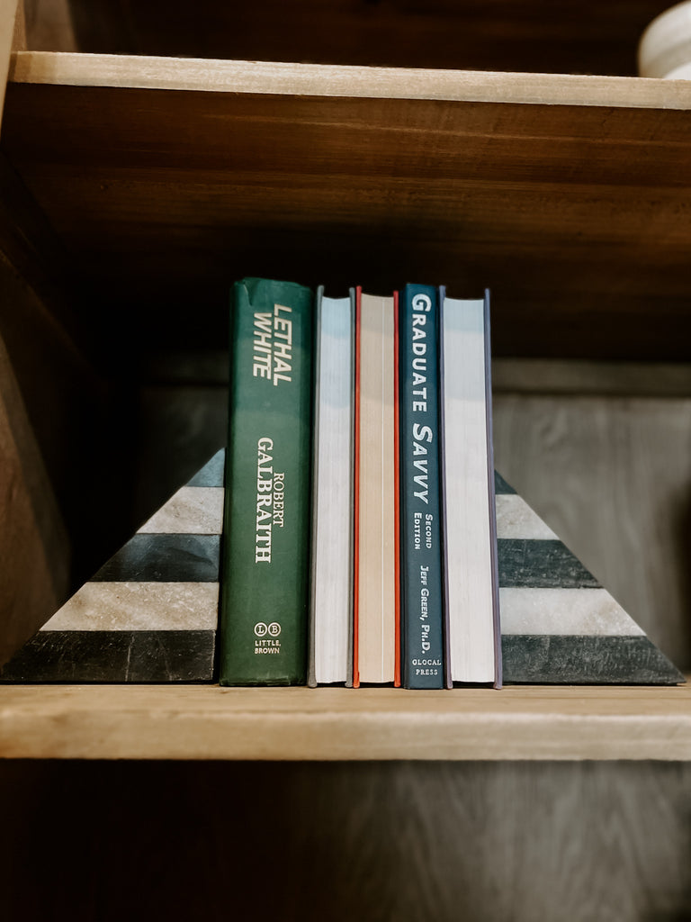 Striped Marble Bookends