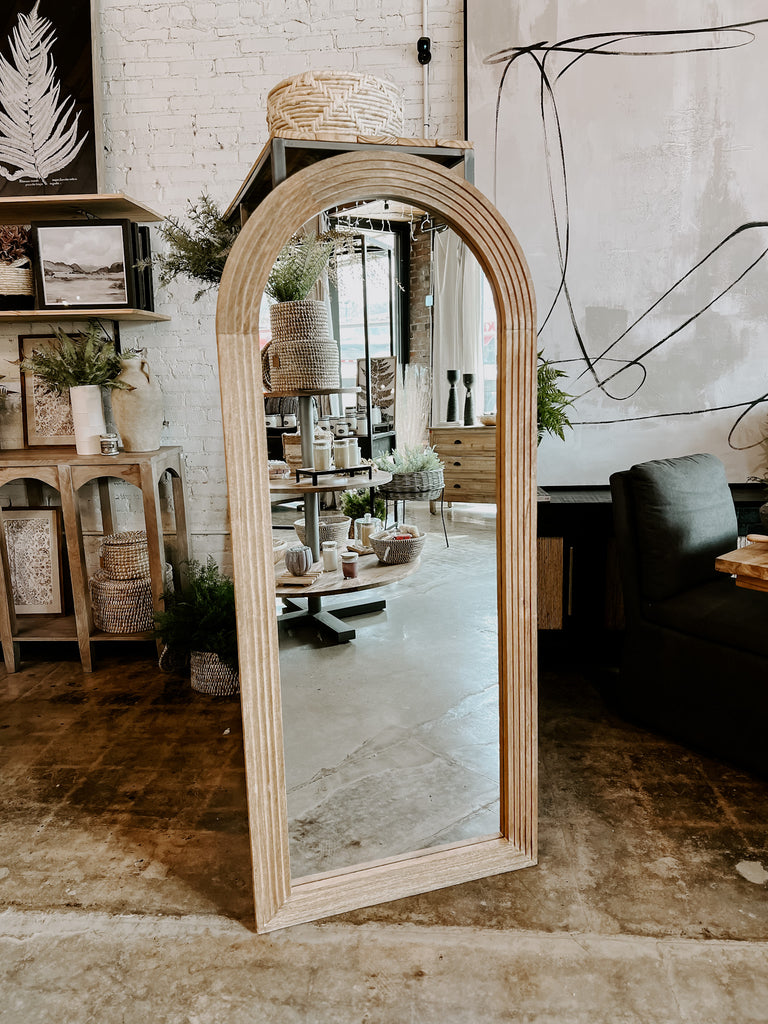 Natural Arched Wood Mirror