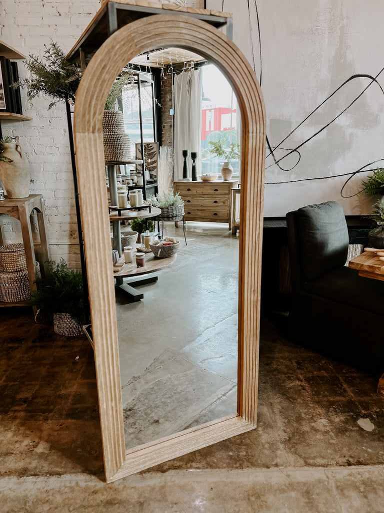 Natural Arched Wood Mirror