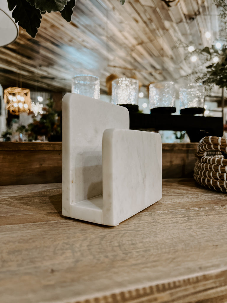 WHITE MARBLE NAPKIN HOLDER