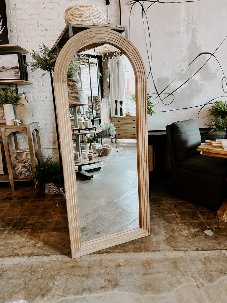 Natural Arched Wood Mirror