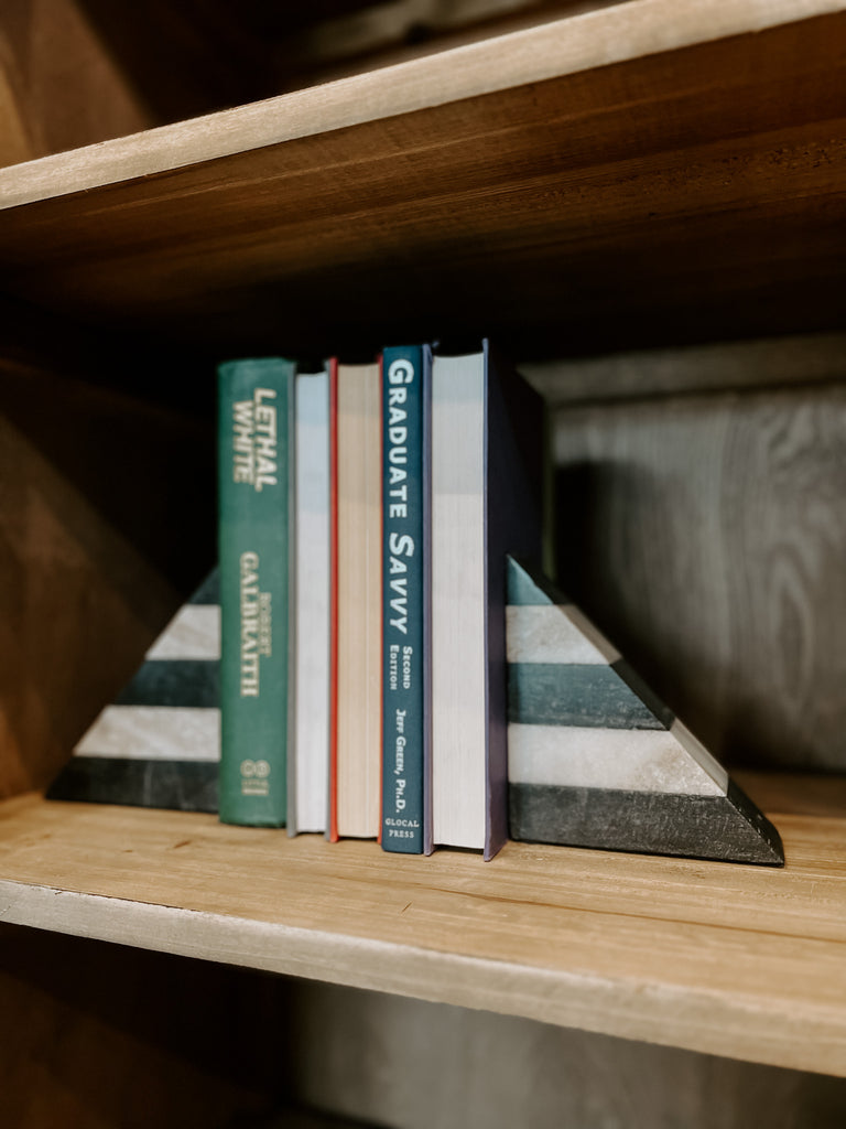 Striped Marble Bookends