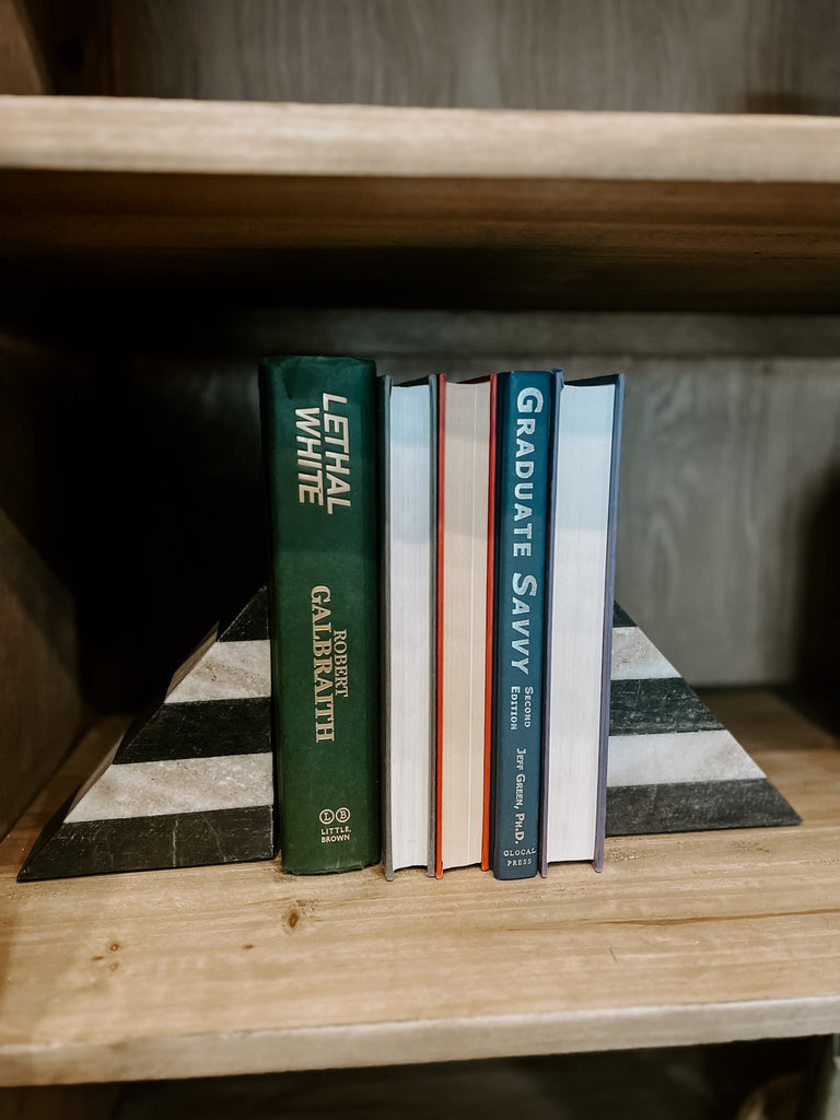 Striped Marble Bookends