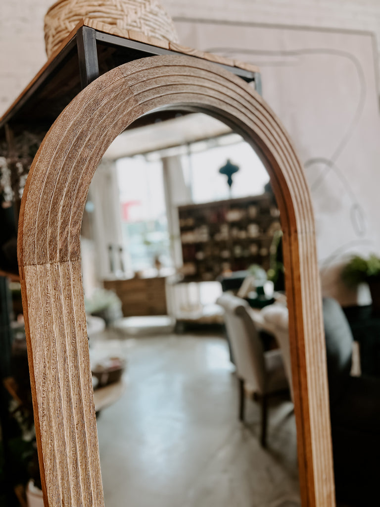 Natural Arched Wood Mirror