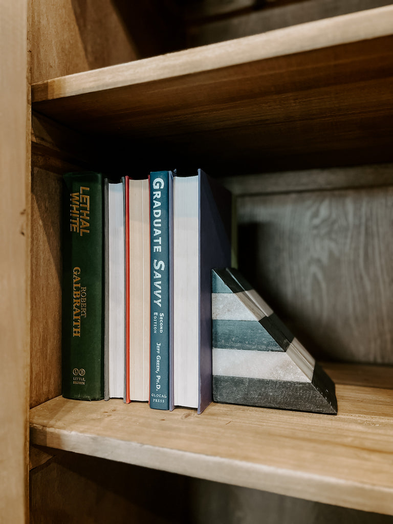 Striped Marble Bookends