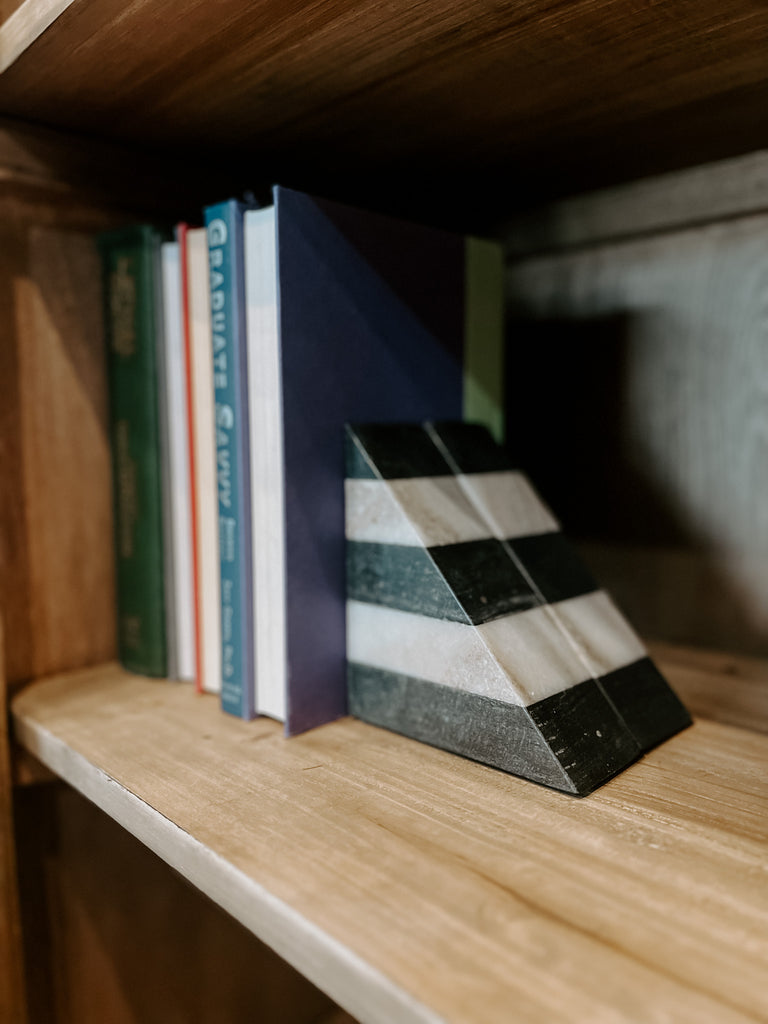 Striped Marble Bookends