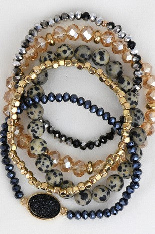 Dalmatian Druzy Bracelet Stack