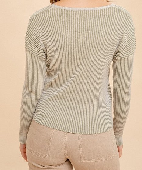 Ribbed V-Neck Sweater