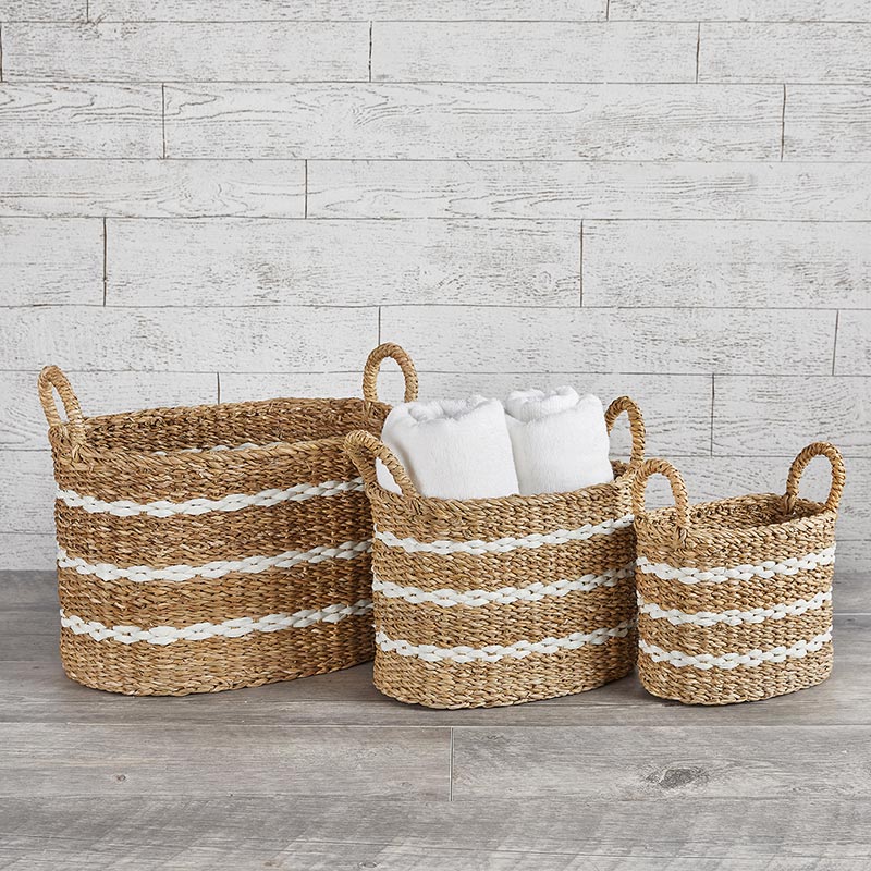 Oval Striped Basket