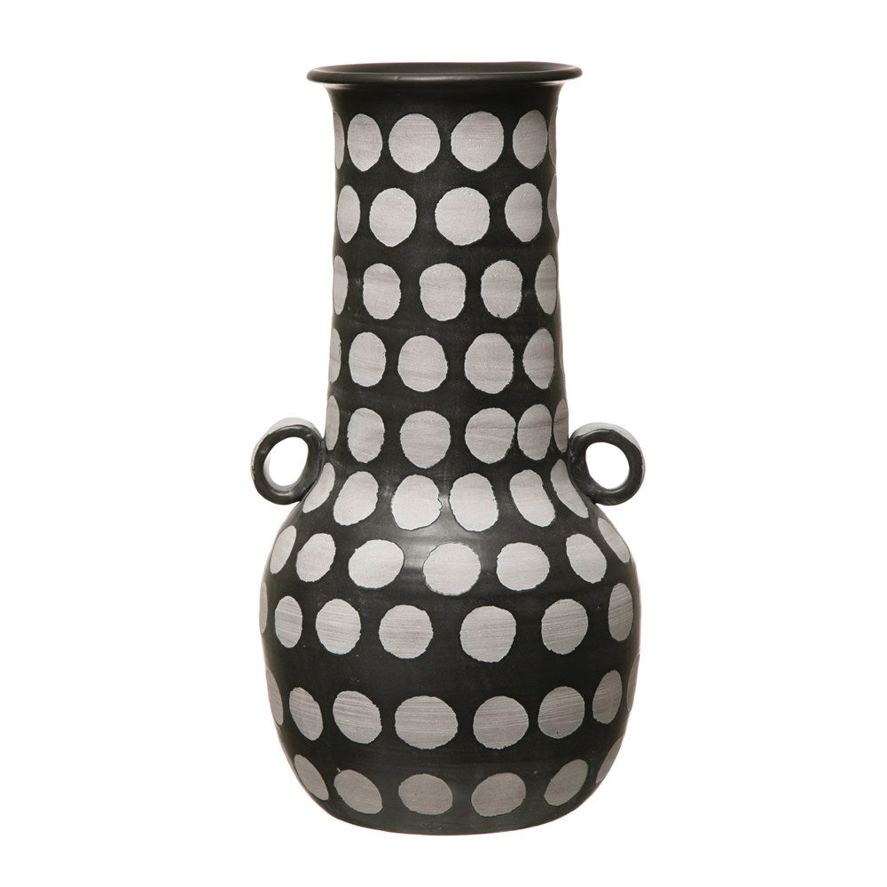 Polka Dotted Terracotta Vase