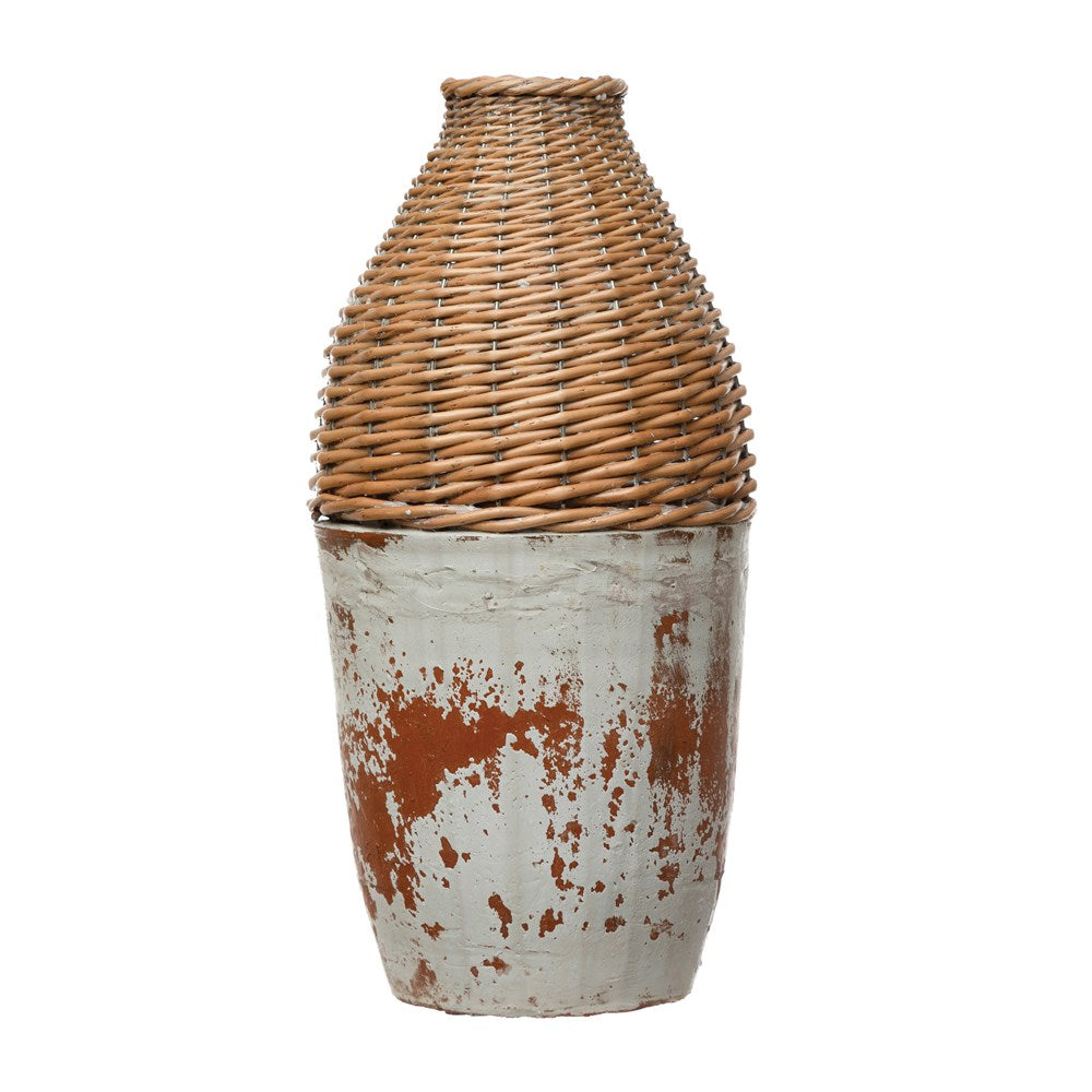 Rattan & Clay Vase